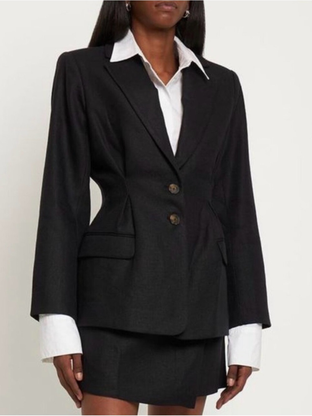 Anine Bing Black Tailored Two-Button Blazer